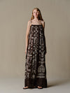 INTO THE EAST 25 Autumn and Winter Silk and Linen Totem Suspender Skirt ITE-E1DGSS012CF21DS-KA Brown